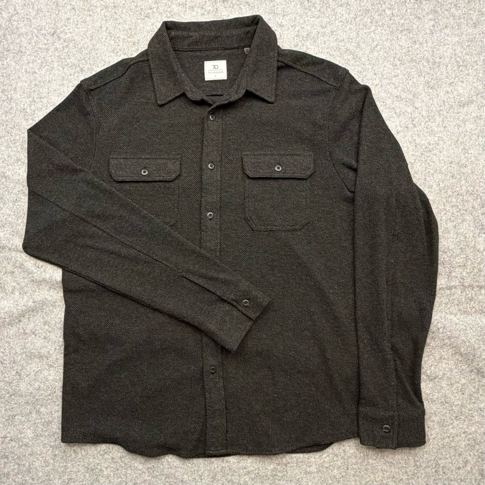 7 Diamonds Generation Flannel Shirt Jacket Mens L Gray Good Heavyweight Twill